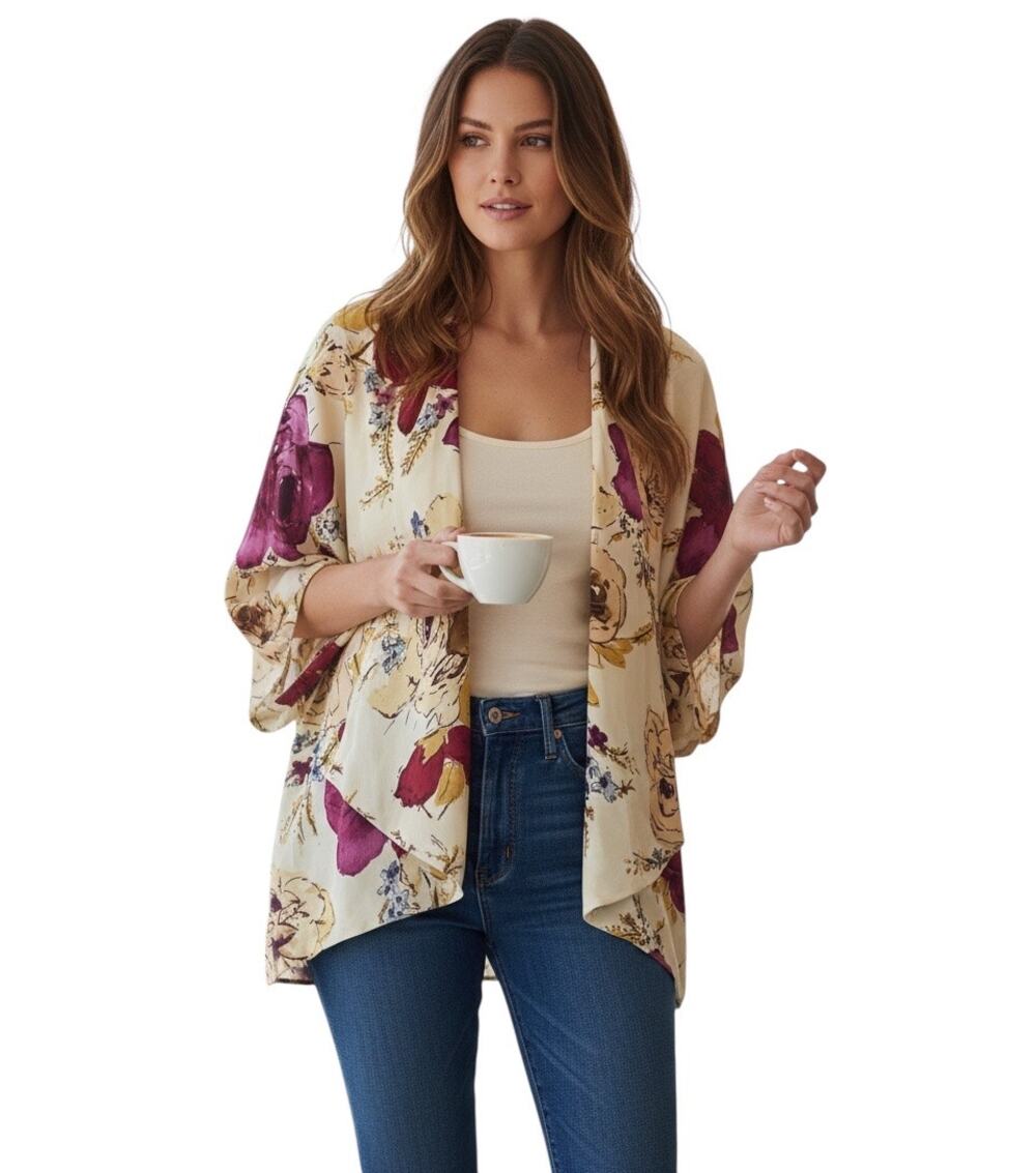 Anthropologie Odille Silk Wrap Kimono Top Jacket Women's Small